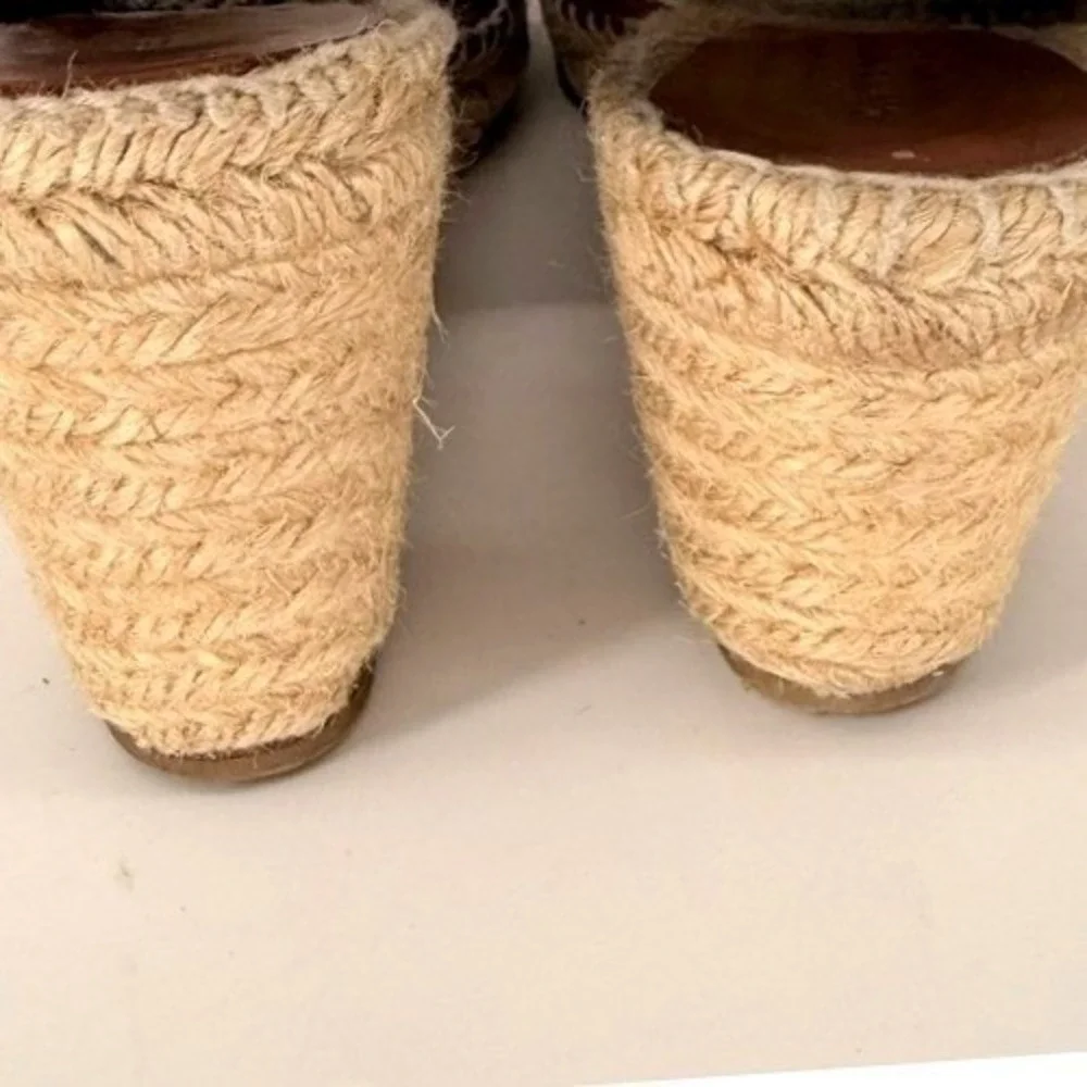 Celine Paris Brown‎ Leather Phoebe Philo Espadrille Wedge Ankle Strap Size 39